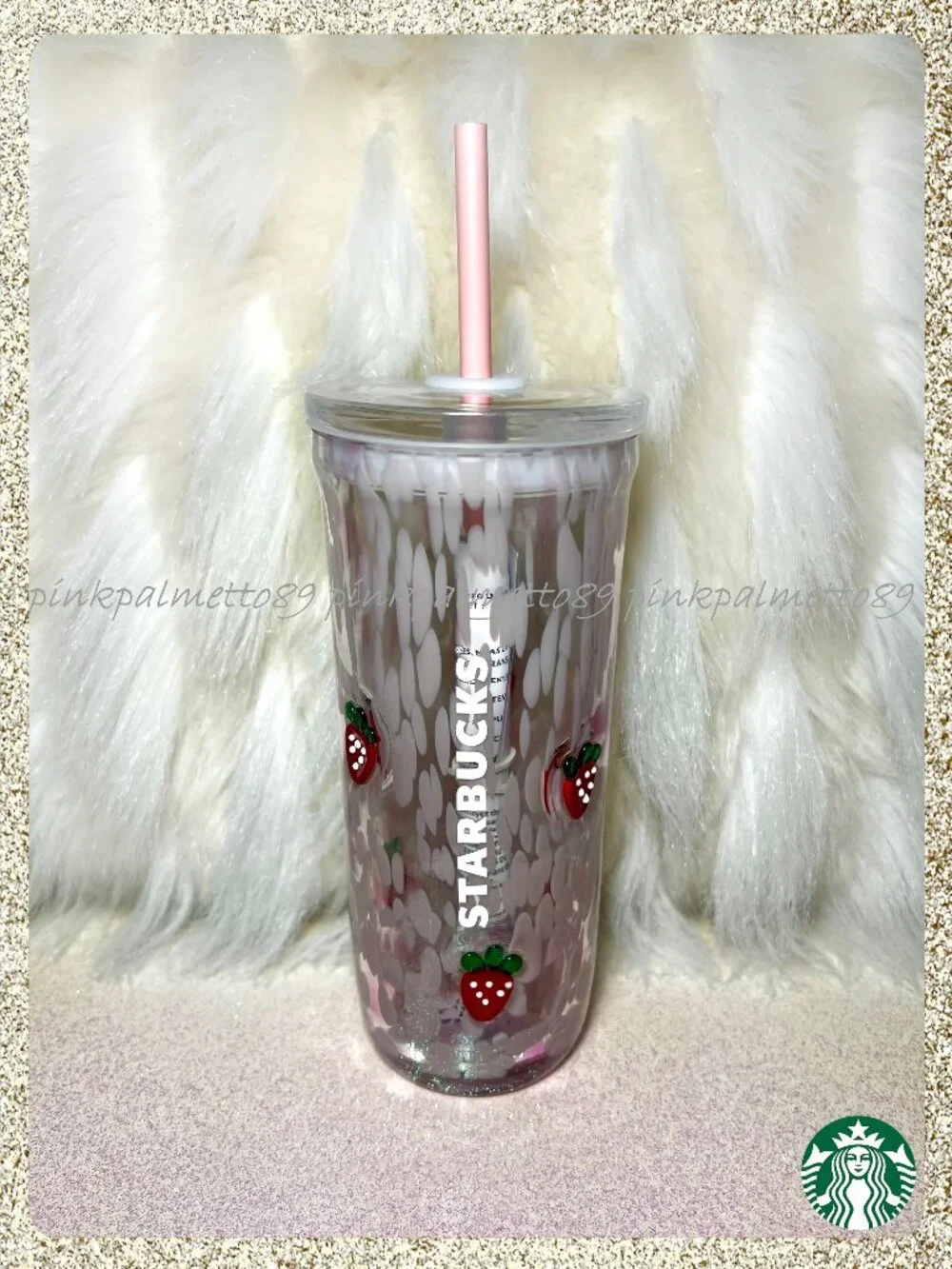 ✨🍓 NWT 2026 Starbucks 'Pink Drink' Strawberry 16oz Glass Tumbler w/ Straw